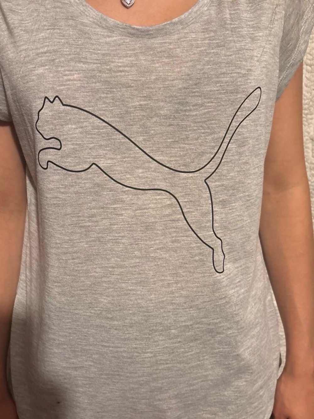Puma Light Gray Tee with Black Cat Logo